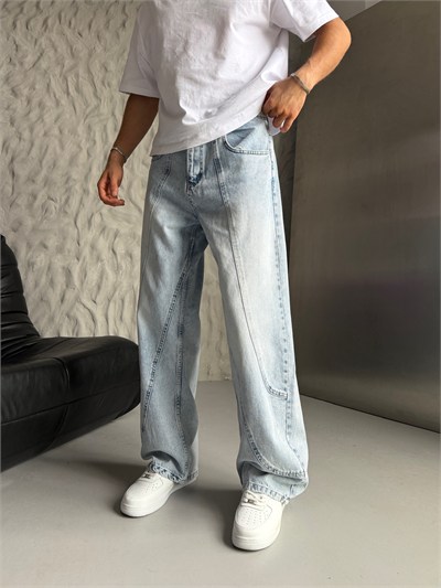 MAVİ PARÇALI BAGGY KOT PANTOLON