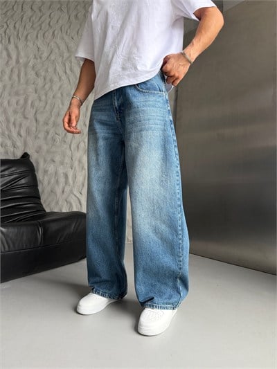MAVİ SÜPER BAGGY KOT PANTOLON