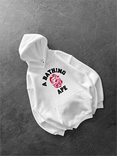 PEMBE BASKI BEYAZ BAPE SWEAT