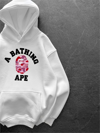 PEMBE BASKI BEYAZ BAPE SWEAT