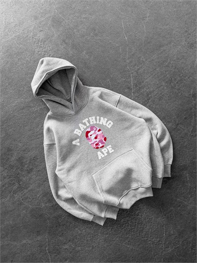 PEMBE BASKI GRİ BAPE SWEAT