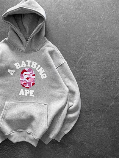 PEMBE BASKI GRİ BAPE SWEAT