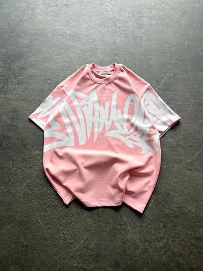 PEMBE KARMAŞIK DESENLİ TSHİRT