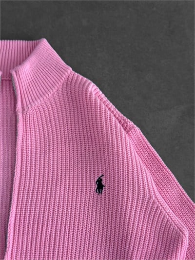 PEMBE POLO TRİKO HIRKA
