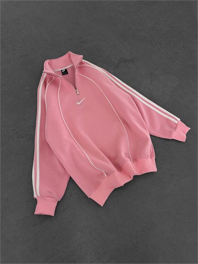 PEMBE ŞERİTLİ YARIM FERMUAR NİKE SWEAT