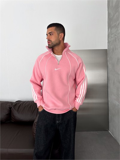 PEMBE ŞERİTLİ YARIM FERMUAR NİKE SWEAT