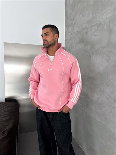 PEMBE ŞERİTLİ YARIM FERMUAR NİKE SWEAT