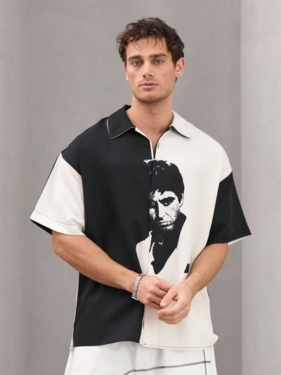 SCARFACE BASKILI OVERSİZE GÖMLEK