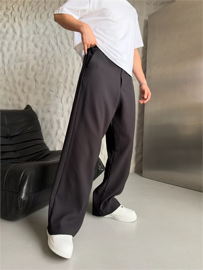 SİYAH FİTİLLİ KUMAŞ BAGGY PANTOLON