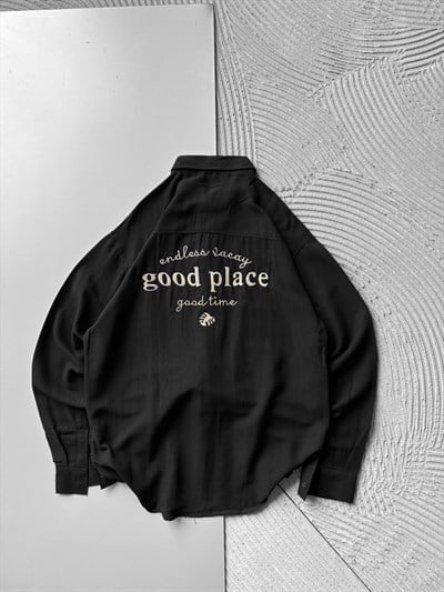 SİYAH GOOD PLACE GÖMLEK