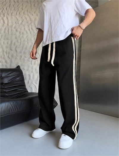 SİYAH HASIRLI BAGGY EŞOFMAN