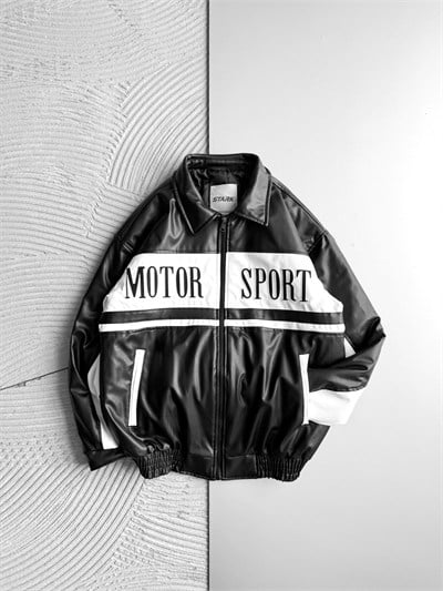 SİYAH MOTOSPORT DERİ CEKET