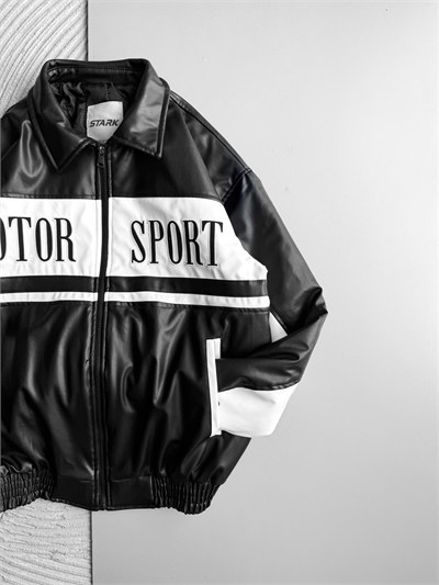 SİYAH MOTOSPORT DERİ CEKET