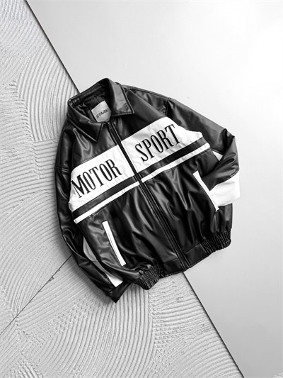 SİYAH MOTOSPORT DERİ CEKET