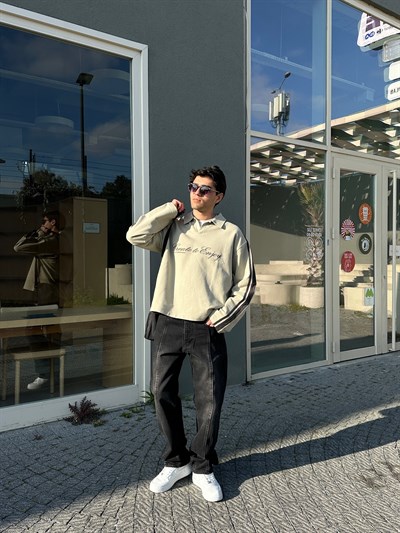 SİYAH ORTA ÇİZGİ BAGGY PANTOLON