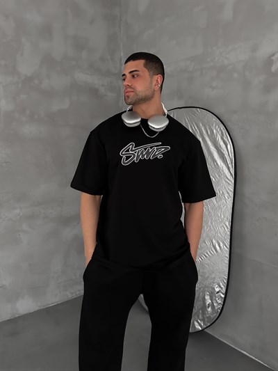 SİYAH ORTA KONTÜR STWD TSHİRT