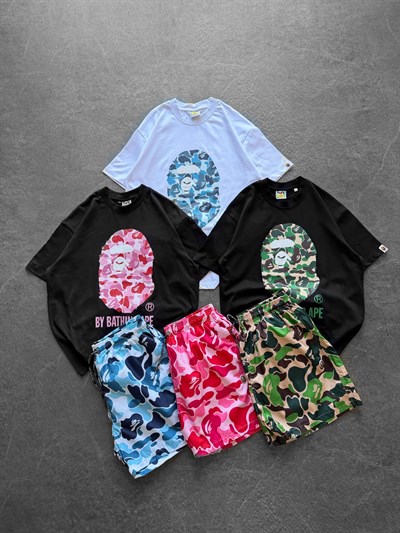 SİYAH PEMBE DENİZ ŞORTLU BAPE TAKIM