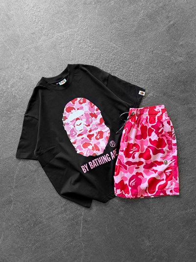 SİYAH PEMBE DENİZ ŞORTLU BAPE TAKIM