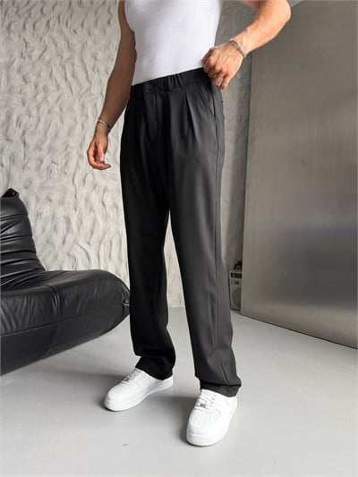 SİYAH PİLELİ BAGGY KUMAŞ PANTOLON