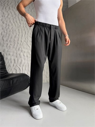 SİYAH PİLELİ BAGGY KUMAŞ PANTOLON