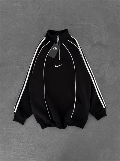 SİYAH ŞERİTLİ YARIM FERMUAR NİKE SWEAT