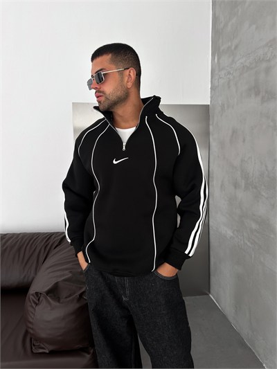 SİYAH ŞERİTLİ YARIM FERMUAR NİKE SWEAT