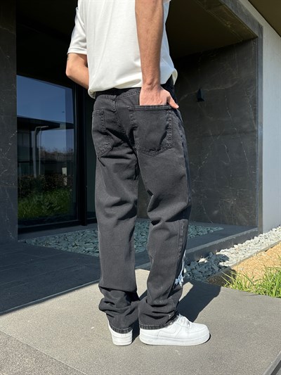 SİYAH ŞİMŞEK DESENLİ BAGGY PANTOLON