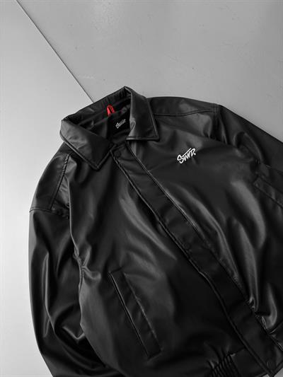 Siyah Stwd Bomber Deri Ceket