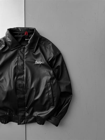 Siyah Stwd Bomber Deri Ceket