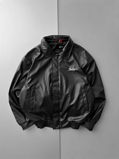 Siyah Stwd Bomber Deri Ceket