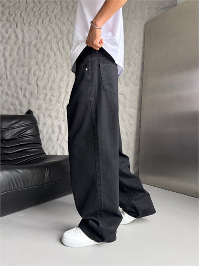 SİYAH SÜPER BAGGY KOT PANTOLON