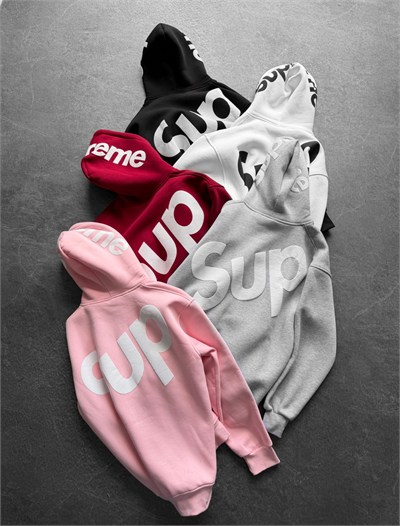 SİYAH SUPREME KAPŞONLU SWEAT