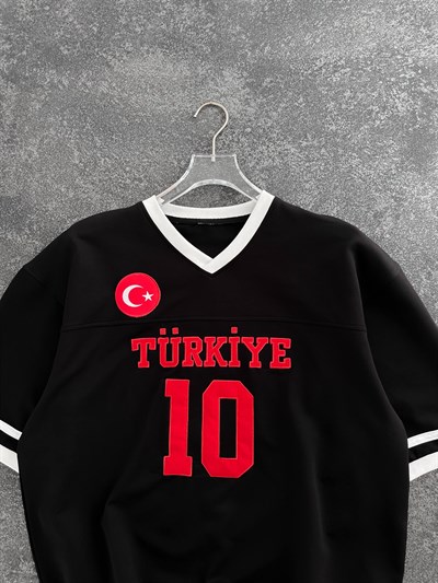 SİYAH V YAKA TÜRKİYE TSHİRT