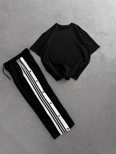 SİYAH YAN DÜĞMELİ TAKIM