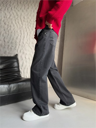SİYAH YIKAMA LOOSE-FİT PANTOLON