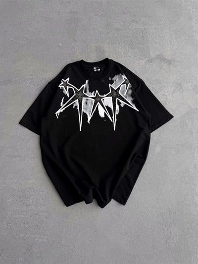 SİYAH YILDIZ TAŞLI TSHİRT