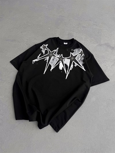 SİYAH YILDIZ TAŞLI TSHİRT