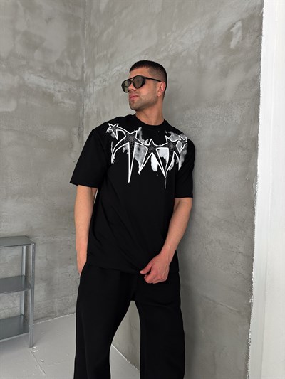 SİYAH YILDIZ TAŞLI TSHİRT