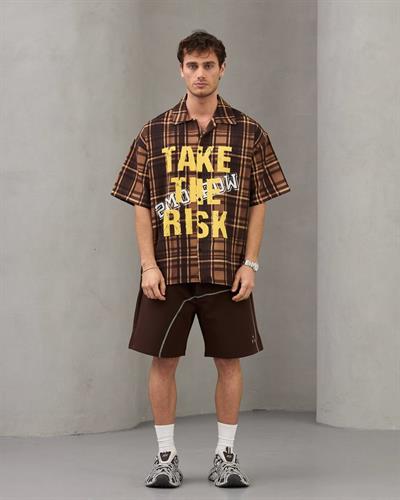 TAKE RISK BASKILI OVERSİZE GÖMLEK