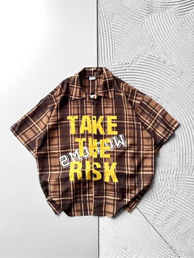 TAKE RISK BASKILI OVERSİZE GÖMLEK