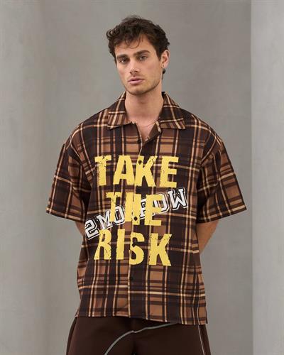 TAKE RISK BASKILI OVERSİZE GÖMLEK