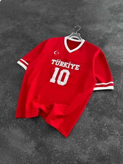 KIRMIZI V YAKA TÜRKİYE TSHİRT