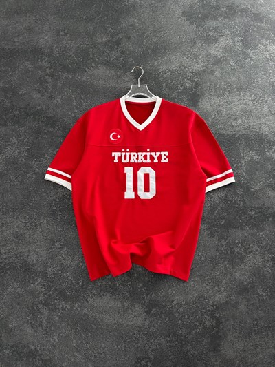 KIRMIZI V YAKA TÜRKİYE TSHİRT