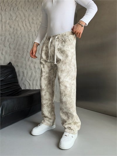 VİNTAGE BEYAZ KAMUFLAJ BAGGY PANTOLON