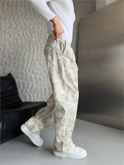 VİNTAGE BEYAZ KAMUFLAJ BAGGY PANTOLON