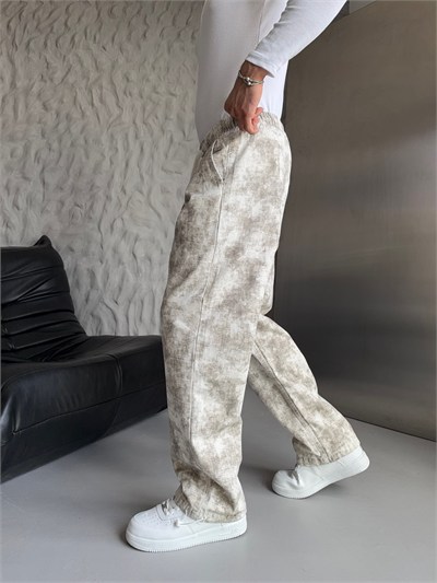 VİNTAGE BEYAZ KAMUFLAJ BAGGY PANTOLON