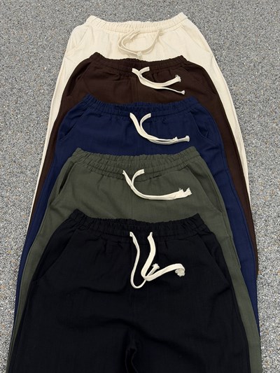 YEŞİL BAGGY KETEN PANTOLON