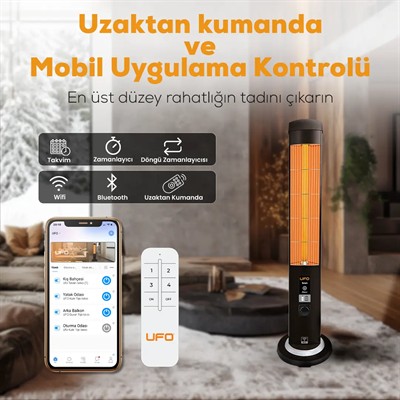 UFO Therapy Smart 2300W Mobil Uyumlu, Uzaktan Kumandalı, Tasarruf Modlu ve Programlanabilir Kule Tipi Isıtıcı