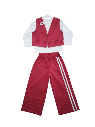 PAMUK SATEN PANTALONLU 3LÜ TAKIM BORDO