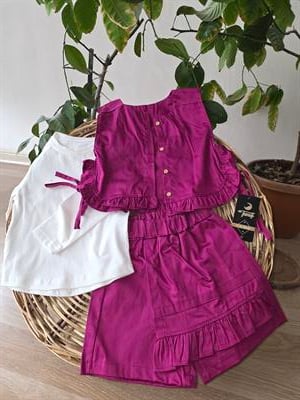 %100 Pamuk Saten Şort Etek Takımı – Tanış Bebe